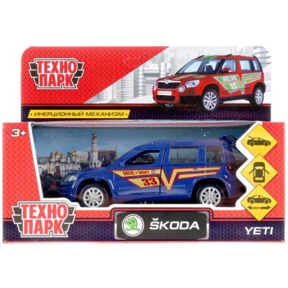 ТМ Технопарк. Машина металл "SKODA YETI СПОРТ", длина 12 см, откр дв, багаж, инерц., YETI-S