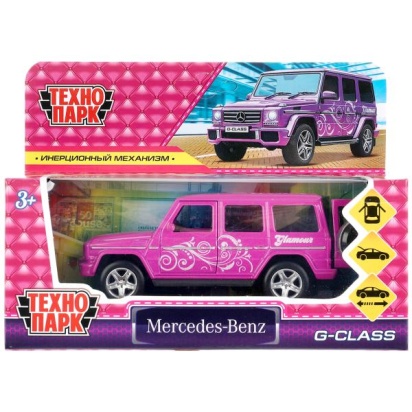 Машина металл MERCEDES-BENZ G-CLASS 12 см, двери, багаж, инерц, фиолет, кор. Технопарк GCLASS-12GRL-