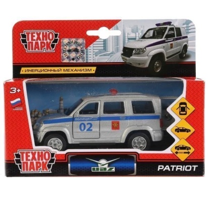Машина металл UAZ patriot ПОЛИЦИЯ, 12 см, дв., багаж., инерц., кор. Технопарк SB-17-81-UP-P-WB