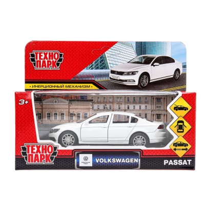 Машина металл VOLKSWAGEN PASSAT 12 см, двери, багаж, инерц, белый , кор. Технопарк   PASSAT-12-WH (7