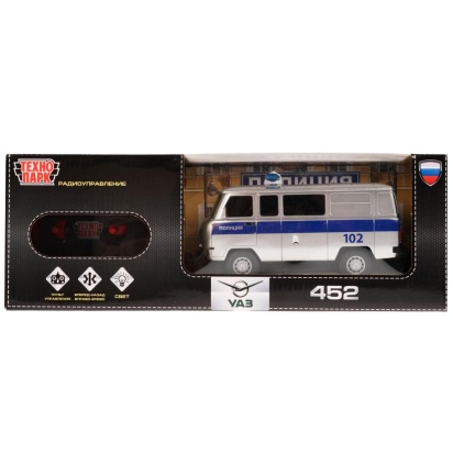 Машина р/у УАЗ 452 ПОЛИЦИЯ, 18 см, свет, сереб, кор. Технопарк , 452-18RCL-POL-GY