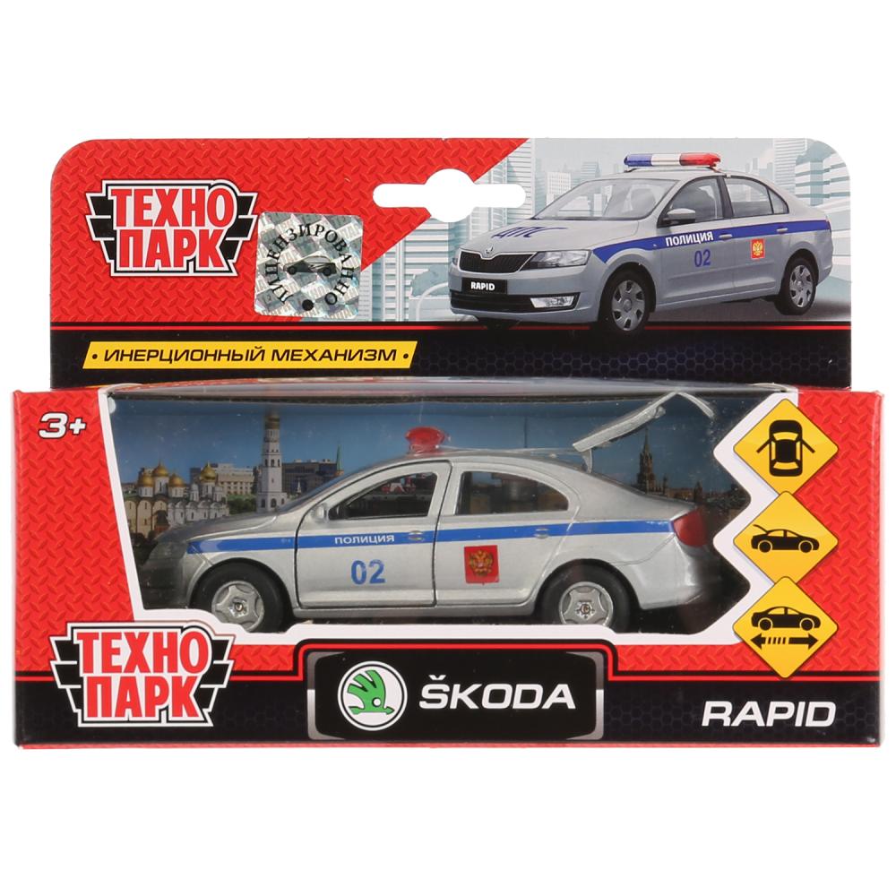 Машина металл SKODA Rapid полиция 12см, открыв двери и багажник, инерц. в кор Технопарк, SB-18-22-SR