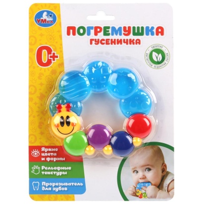 Погремушка гусеничка прорезыватель на карт. (русс. уп.) Умка HL306D-R