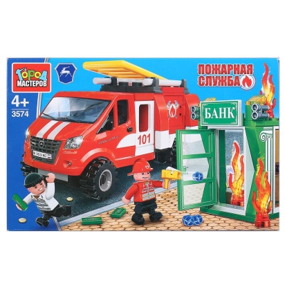 Конструктор "Город мастеров" пожар в банке, с фигурками, 145дет. в русс. 3574-KK