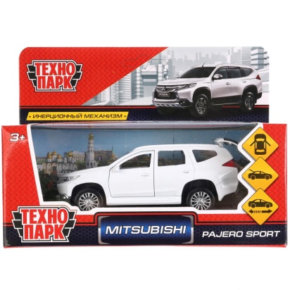 Машина металл "MITSUBISHI PAJERO SPORT" 12см, открыв двери, инерц, белый в кор Технопарк, PAJERO-S-W