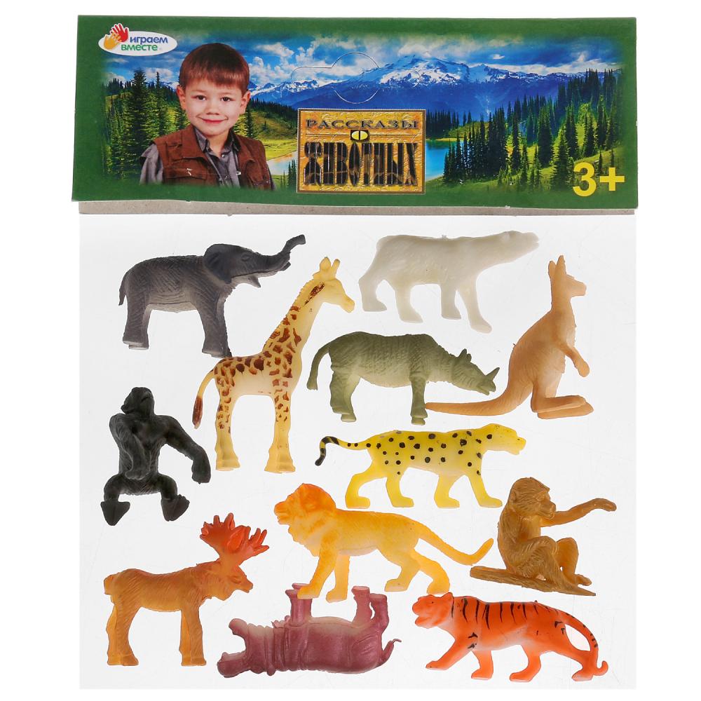 Игрушка пластизоль Играем Вместе дикие животные 1,5"асс. 12 шт, 805B2-1