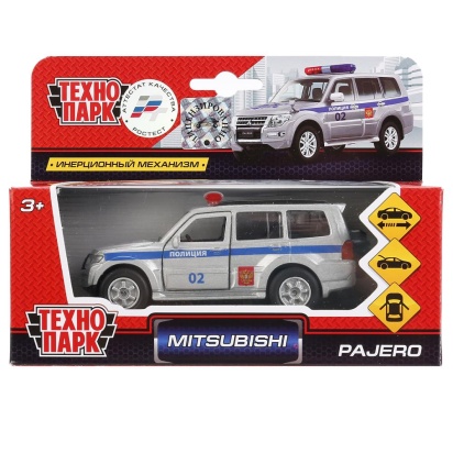 ТМ ТЕХНОПАРК. МЕТАЛЛ MITSUBISHI PAJERO ПОЛИЦИЯ 12 СМ, ОТКРЫВ. ДВЕРИ, ИНЕРЦ. В КОР. SB-17-61-MP(P)-WB