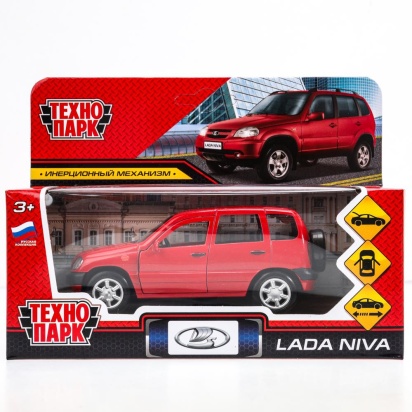 Машина металл LADA NIVA длина 12 см, двери, багаж, инерц, красный, кор. Технопарк   LADANIVA-12-RD (