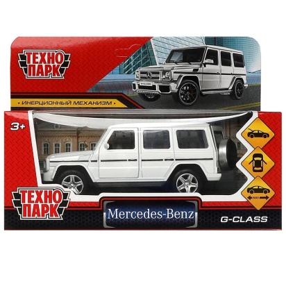 Машина металл MERCEDES-BENZ G-CLASS 12 см, двери, багажн, белый, кор. Технопарк   GCLASS-12-WH