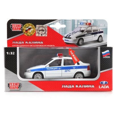 МАШИНА "ТЕХНОПАРК" МЕТАЛЛ. ИНЕРЦ. ЛАДА-КАЛИНА ДПС 1:32, СВЕТ+ЗВУК, ОТКРЫВ. ДВЕРИ В КОР,CT-1232WB-H