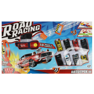 Игрушка пластик ROAD RACING автотрек 8 машинок, 1 петля, кор. Технопарк , RR-TRK-058-R