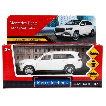 Машина металл MERCEDES-BENZ gls maybach 12см, дв,баг,ин,белый, кор. Технопарк   MAYBCHGLS-12-WH