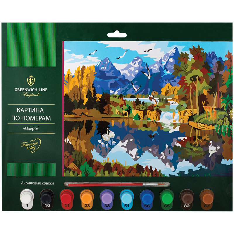 Картина по номерам "Озеро" А3, с акриловыми красками, картон, КТ_14833