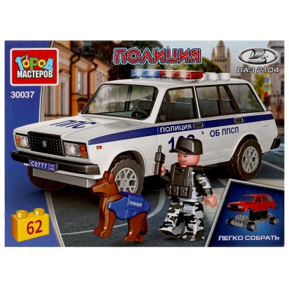 Конструктор lada-2104 ПОЛИЦИЯ, 62 дет. (легко собрать) Город мастеров 30037-CY