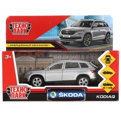 Машина металл SKODA KODIAQ МАТОВЫЙ 12 см, двери, багаж, инер, серый, кор. Технопарк KODIAQ-12FIL-SR