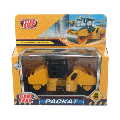 Модель металл каток "раскат" rv12dd 13см,двер,желт-черн,кор. ROLLER-15-YBK-WOD