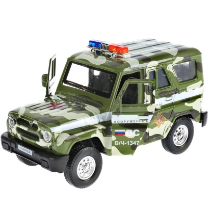 ТМ Технопарк. Машина металл "UAZ HUNTER ВОЕННЫЙ" 12см, свет+звук, открыв. двери, HUNTER-MIL-SL