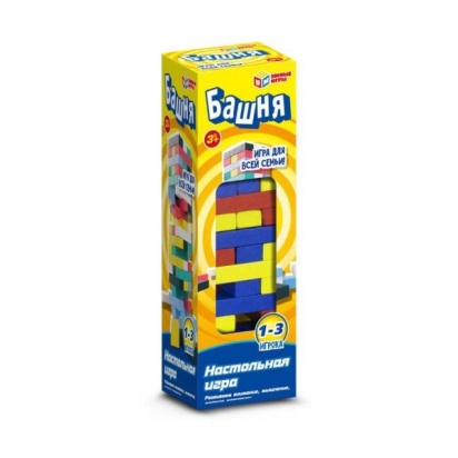 Настольная игра башня дерево, в кор.7*22*7см Умные игры 2007K711-R