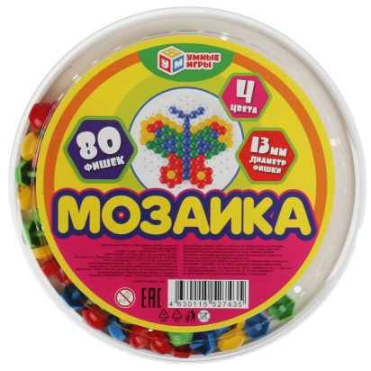 Мозаика пластиковая. 80 фишек. 4 цвета. Круглая. Диаметр 185мм Умные игры 309849