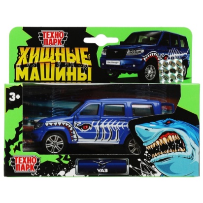 Машина металл UAZ patriot акула 12 см, дв., багаж., инерц., кор. Технопарк SB-17-81-UP-SHARK(WB)