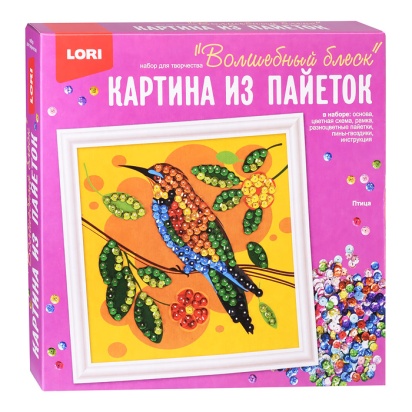 Картина из пайеток 20*20 см "Птица" Ап-051 / 398132