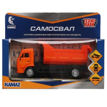 Машина металл KAMAZ САМОСВАЛ длина 14 см, двери, подвиж дет, инерц, кор. Технопарк KAMDUMP-15-OG