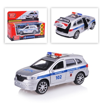 Машина металл RENAULT KOLEOS ПОЛИЦИЯ,длина 12см, открыв. двери, инерц. в кор. KOLEOS-P