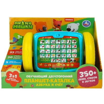 Планшет каталка Ми-ми-мишки 350песен, стихов,звуков кор. бат. Умка HT519-R3