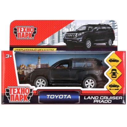 Машина металл TOYOTA PRADO МАТОВАЯ ЧЕРНАЯ, 12см, открыв. двери, инерц., PRADO-BE