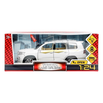 Машина металл свет-звук TOYOTA LAND CRUISER 200, 21 см, двер, инер, бел, кор Технопарк   CZ123-R