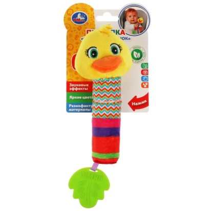 Текстильная игрушка погремушка пищалка утка с прорез. Умка , RS-DUCK
