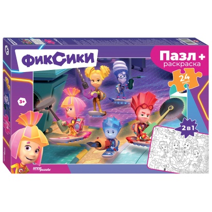 Пазлы MAXI 24 "Фиксики" + раскраска 66005