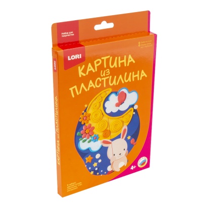 Картина из пластилина "Зайка на луне" Пз/Пл-010