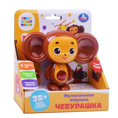 Фигурка Чебурашка СОЮЗМУЛЬТФИЛЬМ 25+ песен,стихов и звуков.свет.кор.бат. Умка HT1324-R