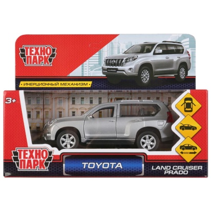 Машина металл "TOYOTA PRADO" 12см, открыв. двери, инерц, СЕРЕБРИСТЫЙ в кор. Технопарк PRADO-SL