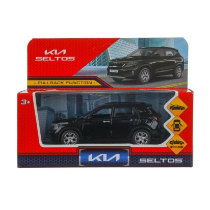 Машина металл KIA seltos длина 12 см, двери, багаж., инерц, черный, кор. Технопарк   SELTOS-12-BK