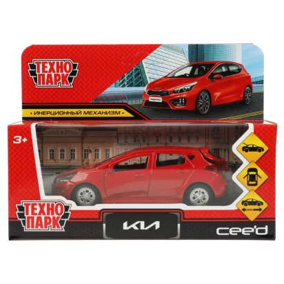 Машина металл KIA CEED длина 12 см, двери, багаж, инерц, красный, кор. Технопарк   CEED-12-RD