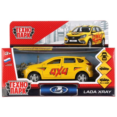 Машина металл LADA XRAY СПОРТ 12 см, двери, багаж, инерц.желтый кор. Технопарк  XRAY-SPORT