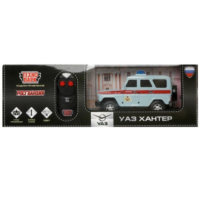 Машина р/у УАЗ ХАНТЕР РОСГВАРДИЯ 15 см, свет, серый, кор. Технопарк   HUNTER-15RCROS-GY