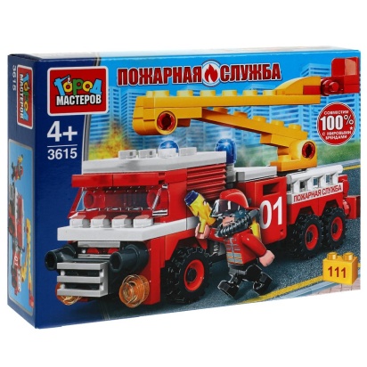 Конструктор ПОЖАРНАЯ МАШИНА, 111 дет. Город мастеров 3615-KK