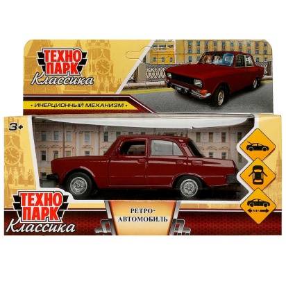Машина металл азлк ретро-модель 2140sl,12,5 см, дв, баг, ин, вишневый, Технопарк AZLK2140M-12-CRY