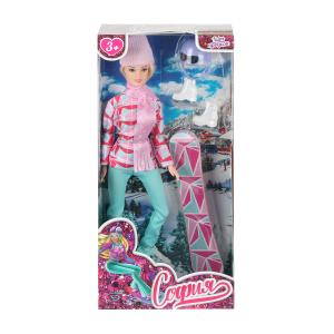 Кукла 29см София, сноуборд ,акс., руки и ноги сгиб., кор. КАРАПУЗ   SSET1-S-JP