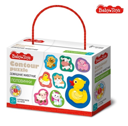 Пазлы контурные Половинки "Домашние животные" Baby Toys 04120