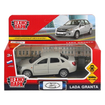 Машина металл LADA granta 11,5 см, двери, инерц, серебристый, кор. Технопарк   GRANTA-12-SR (72)