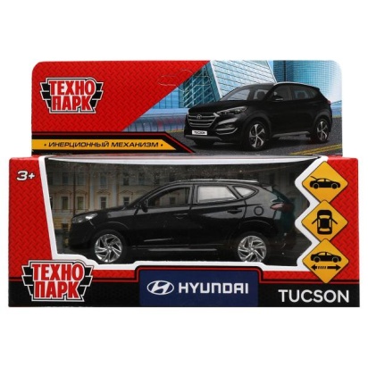 Машина металл HYUNDAI TUCSON длина 12 см, двери, багаж., инер, черный, кор. TUCSON-12-BK