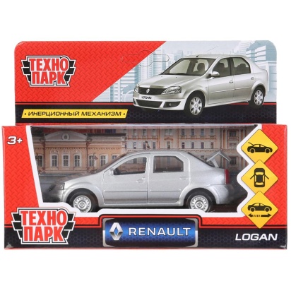 Машина металл "RENAULT LOGAN"12см, открыв. двери, инерц, серебристый, LOGAN-SL