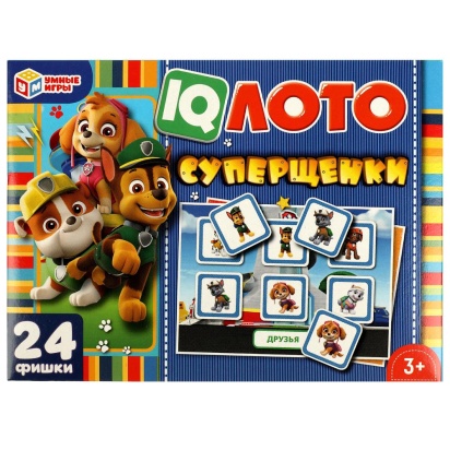 IQ лото  Суперщенки. Коробка 138*189*32мм. 24 пластиковые фишки. Умные игры , 342111     