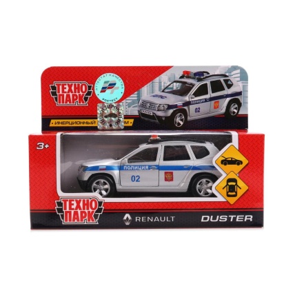 МАШИНА "ТЕХНОПАРК" МЕТАЛЛ. ИНЕРЦ. RENAULT DUSTER ПОЛИЦИЯ 12СМ, DUSTER-P