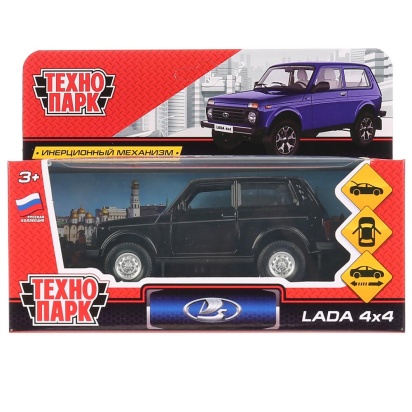 Машина металл LADA 4x4 длина 12 см, двери, багаж, инерц, черный, LADA4X4-BK
