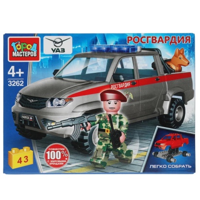 Конструктор UAZ PICKUP РОСГВАРДИЯ, 43 дет. Город мастеро SB-3262